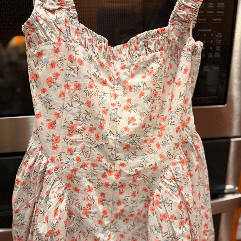 Floral White and Red Women's Dress